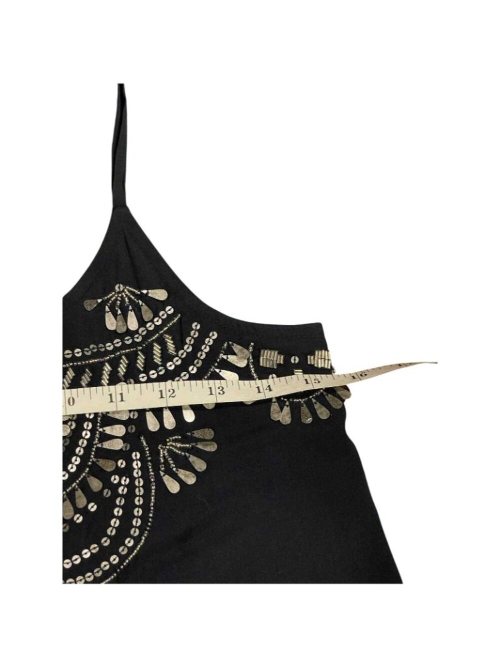 Womens Spaghetti Strap Tank Top Women Sz XS Abercrombie & Fitch Navy Beaded Boho - Picture 9 of 16